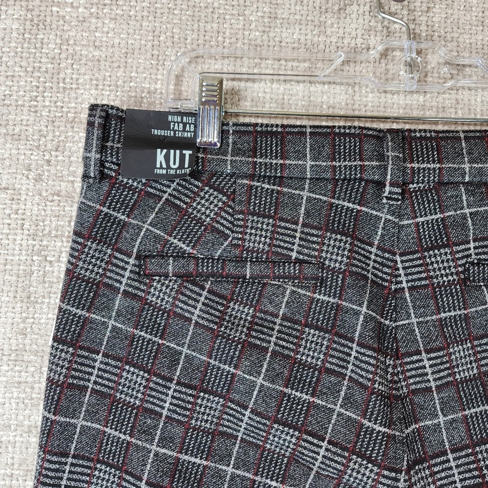 KUT From The Kloth FAB AB Pants Womens 14 Black Red Plaid‎ Hi Rise Skinny NWT - Picture 7 of 12